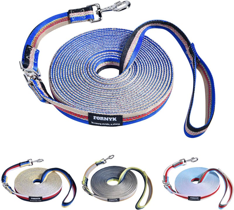 Fornyk Lunge Line for Horse, Premium Equine Lunge Line with Alloy Trigger Buckle and Dual Swivel Snaps for Accurate Equestrian Training, Competition and Daily Use, 26ft/8m (Gray-Red-Blue) - Image 1